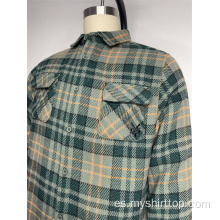 Camisa a cuadros de collar de bolsillo doble